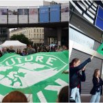 Momenti della protesta dinnanzi al Parlamento europeo